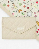Cream Quilted Fold Up Picnic Blanket with Floral Picnic Print