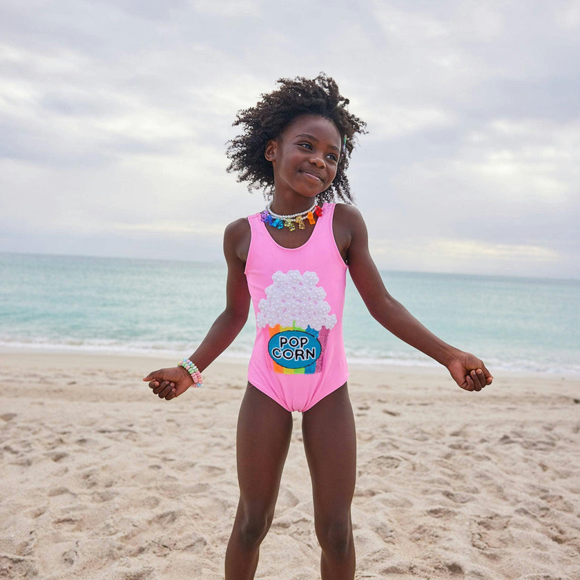 Popcorn & Pearls Sleeveless One-Piece Swimsuit
