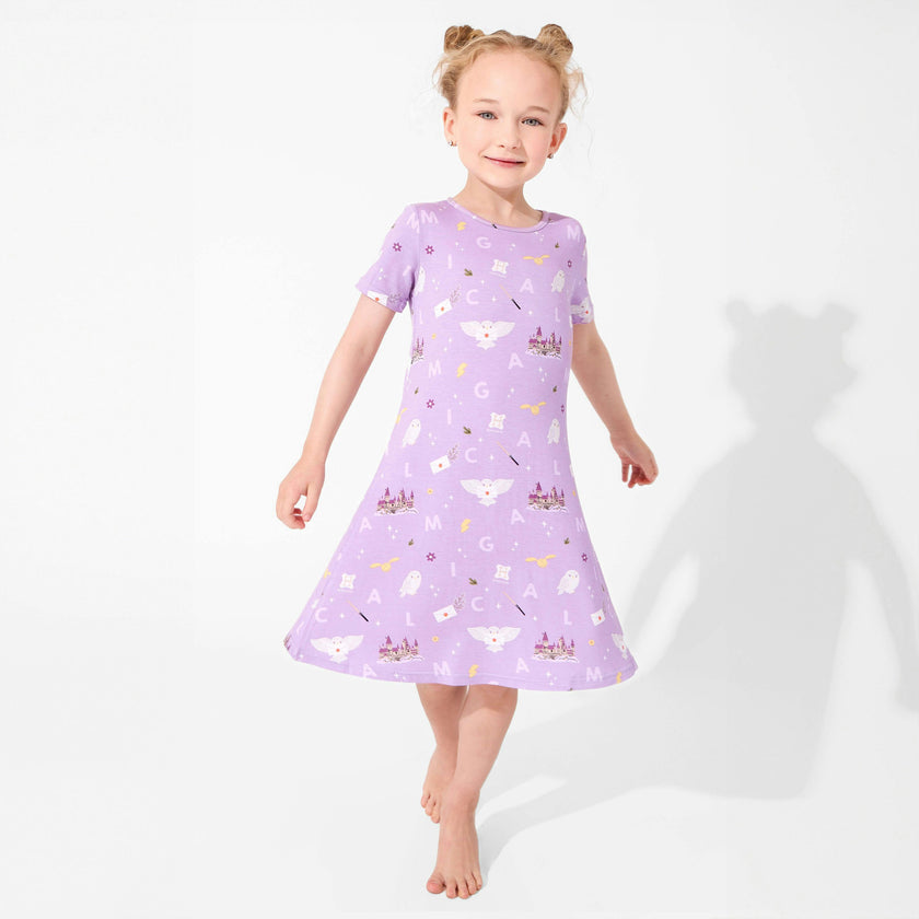 Hedwig's Magical Mail Bamboo Girls' Short Sleeve Dress