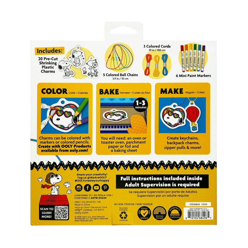 OOLY x Peanuts DIY Shrink Art Kit - 20 Charms 6 Markers