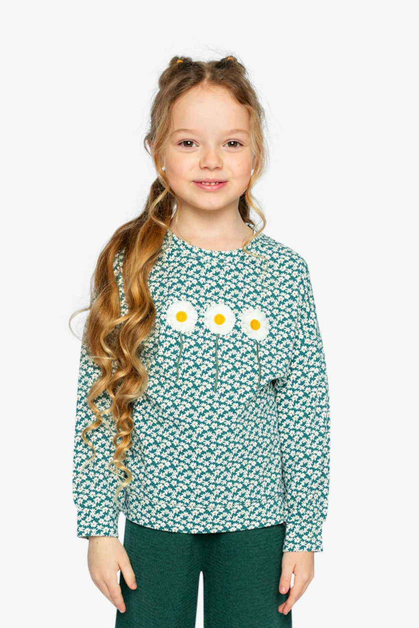 Printed Jersey Long Sleeve T-Shirt Green Floral Print