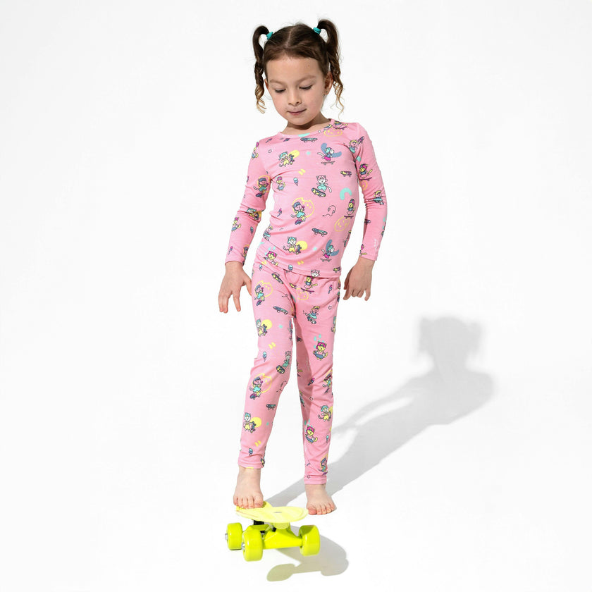 Skater Kitty Bamboo Kids Pajamas