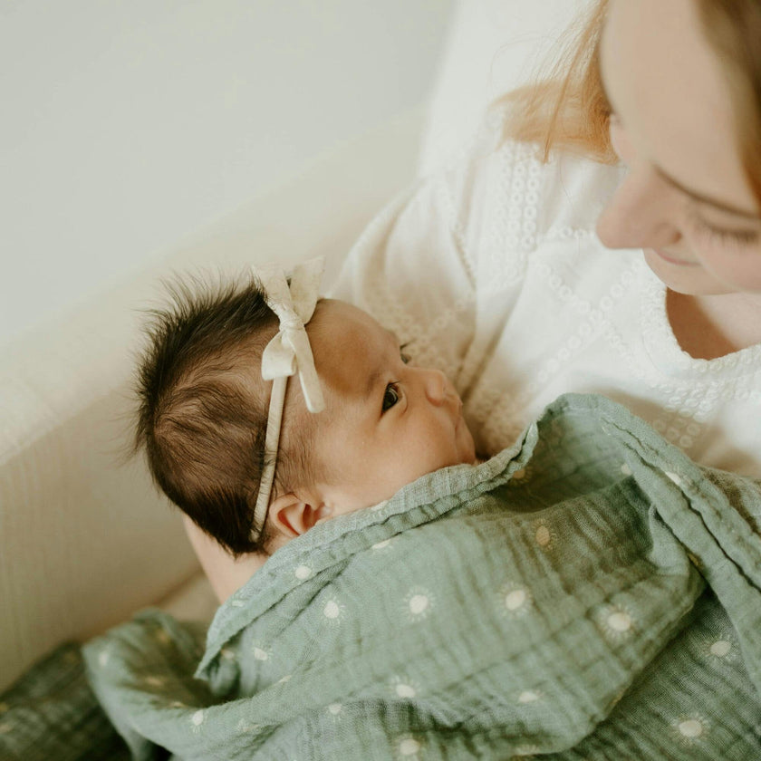 Organic Cotton Muslin Swaddle Blanket - Sage Suns