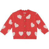 BONTON Mina Heart Baby Cardigan - Rose Faroe