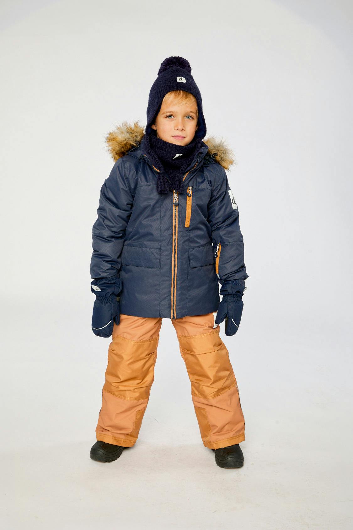 Two Piece Play Snowsuit Navy Blue With Brown Pants