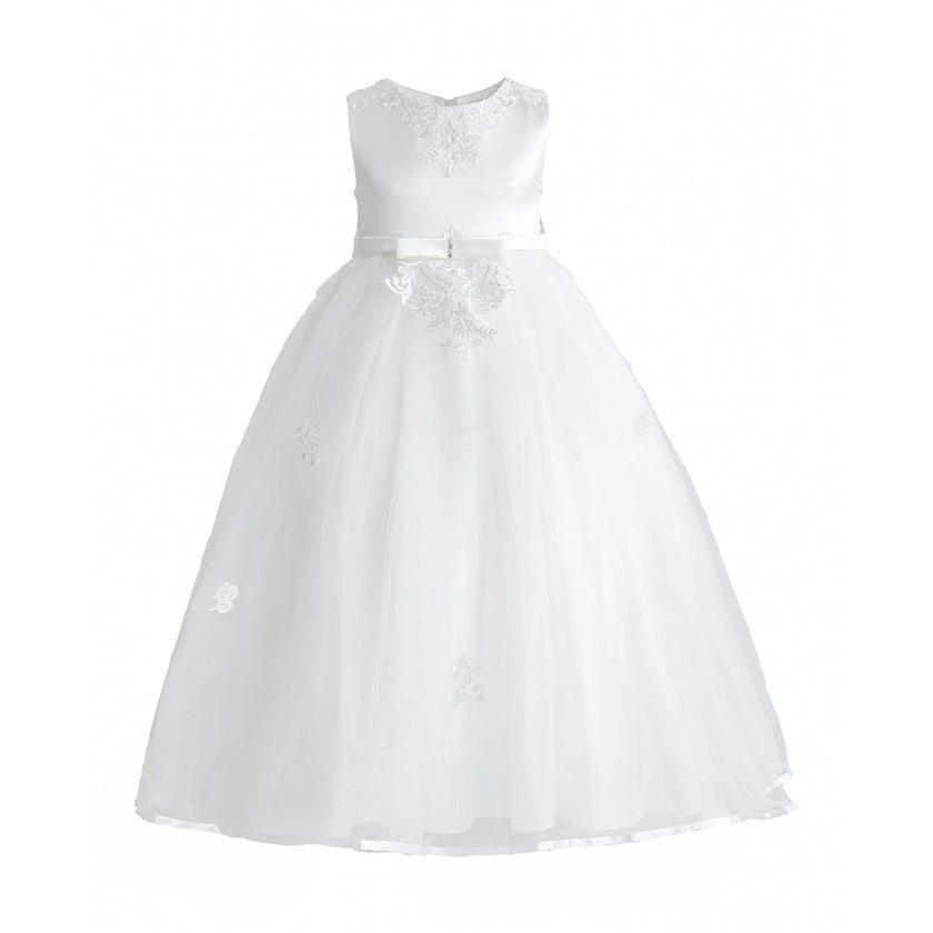 White Azalina Satin Tulle Dress