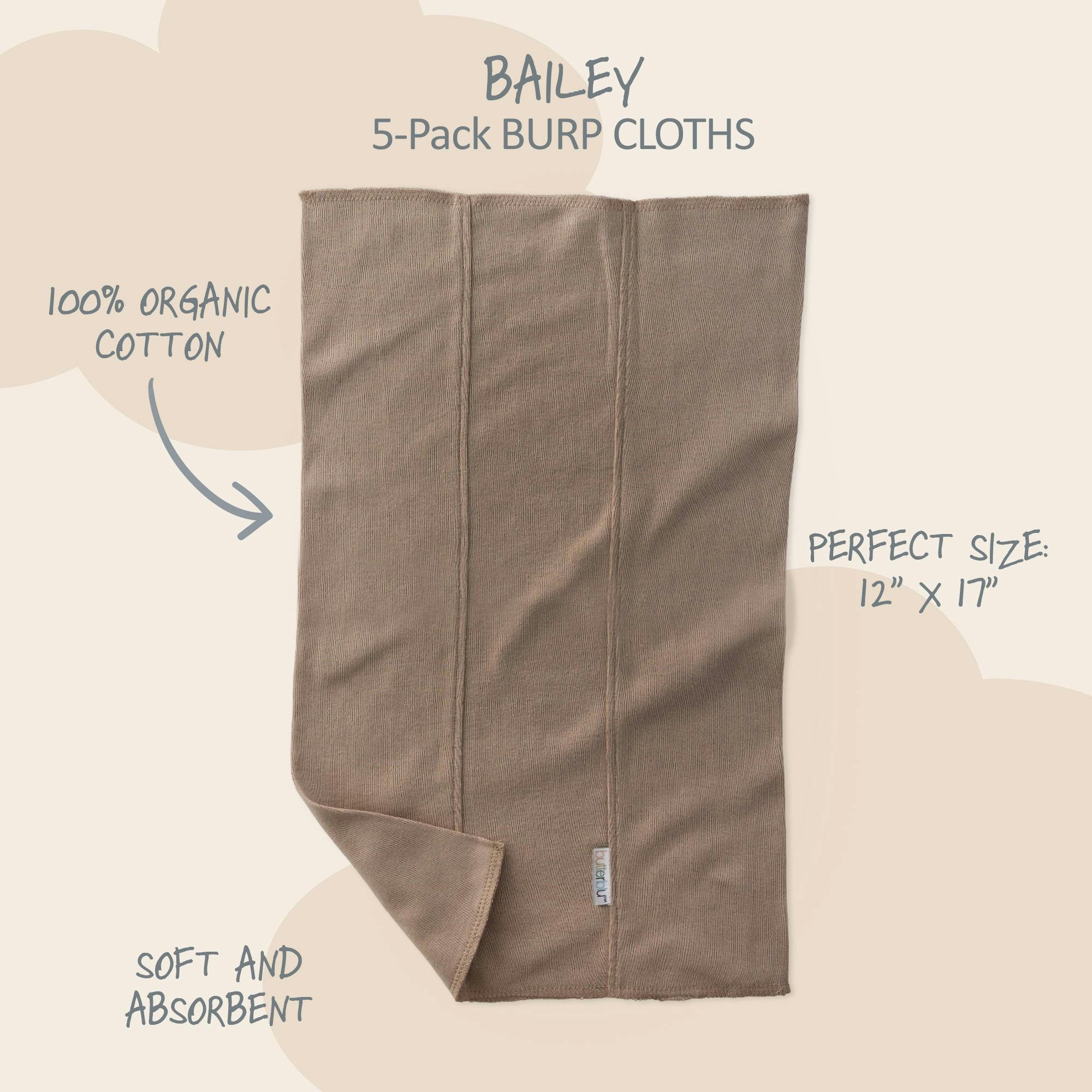BAILEY 5-Pack BAILEY Burp Cloths