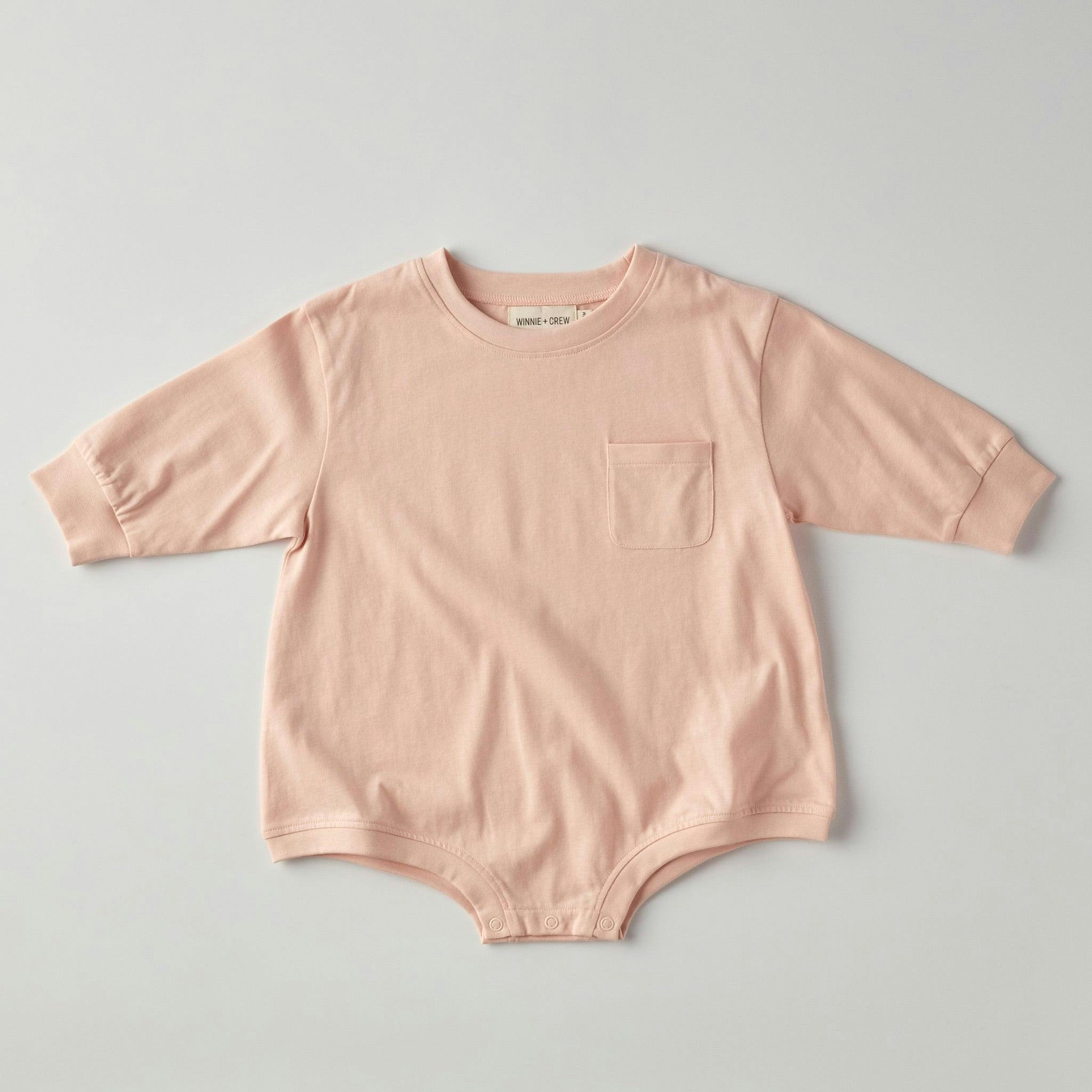 Harley Pocket Romper in Peach Powder