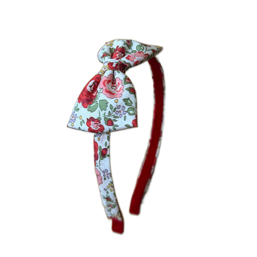 Liberty of London Bow Headband, Red/Cream Floral