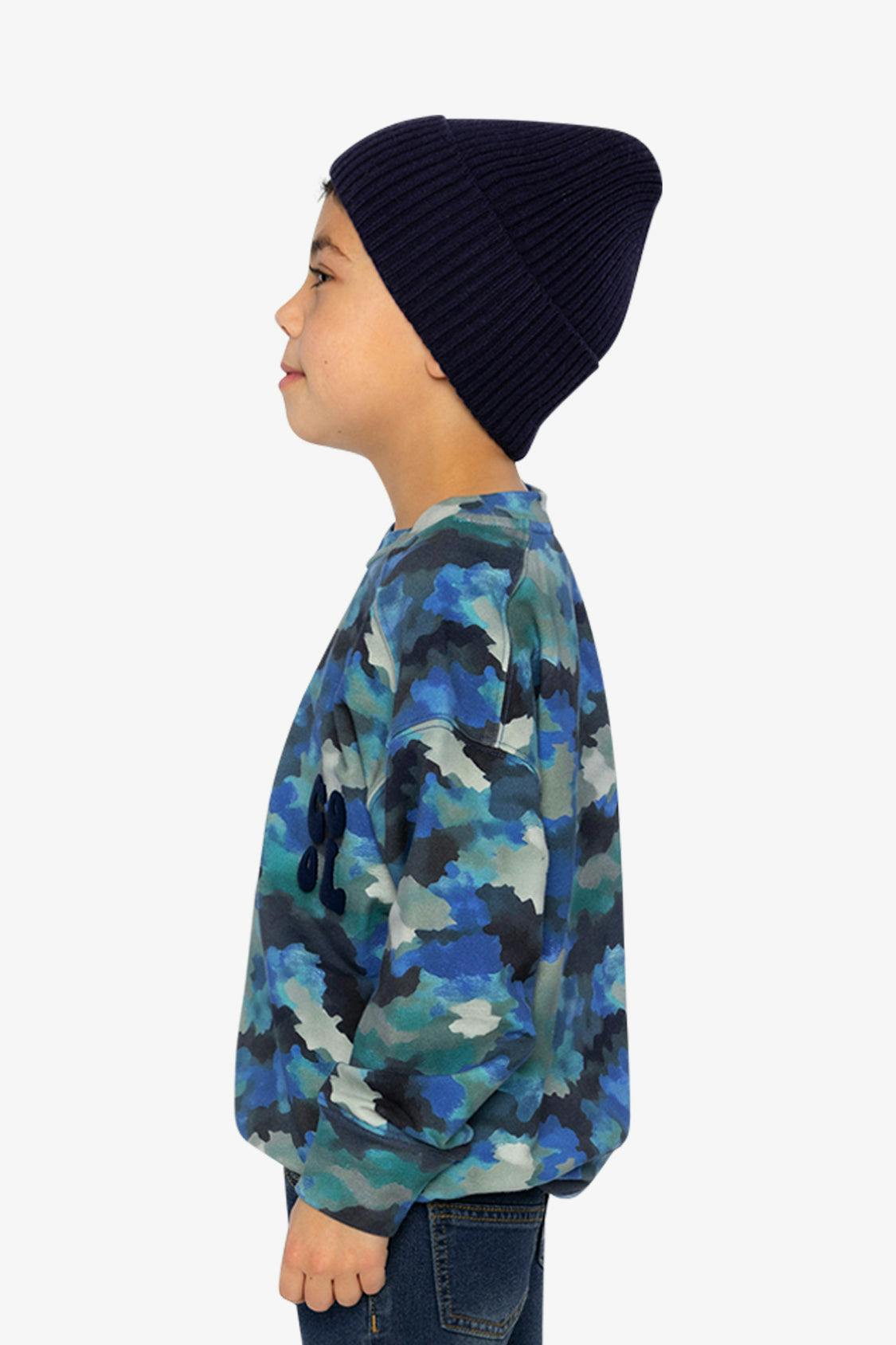 Fleece Sweatshirt Blue and Grey Camouflage