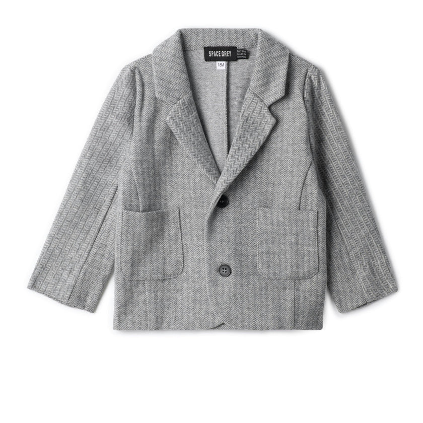 Herringbone Stretch Blazer Black