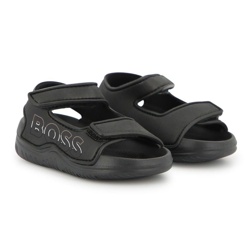 Black BOSS Velcro Sandals