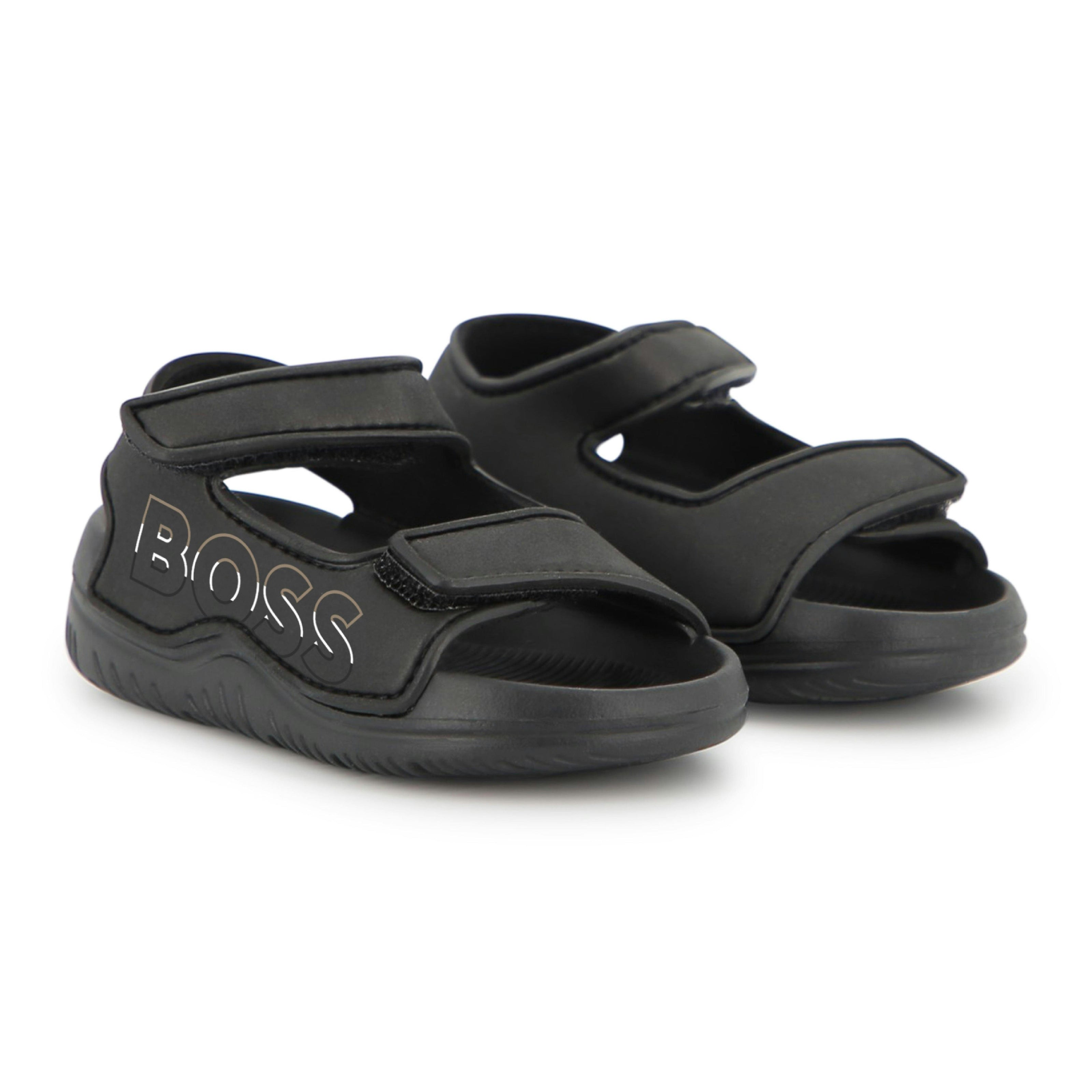 Black BOSS Velcro Sandals