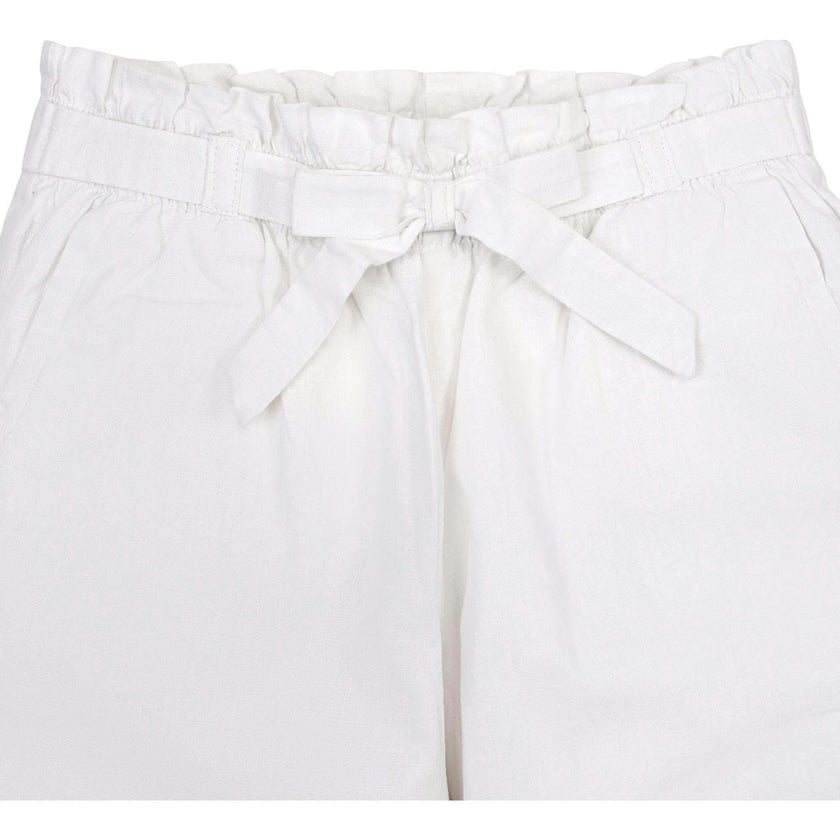 Linen Paper Bag Tie-Waist Pant, White