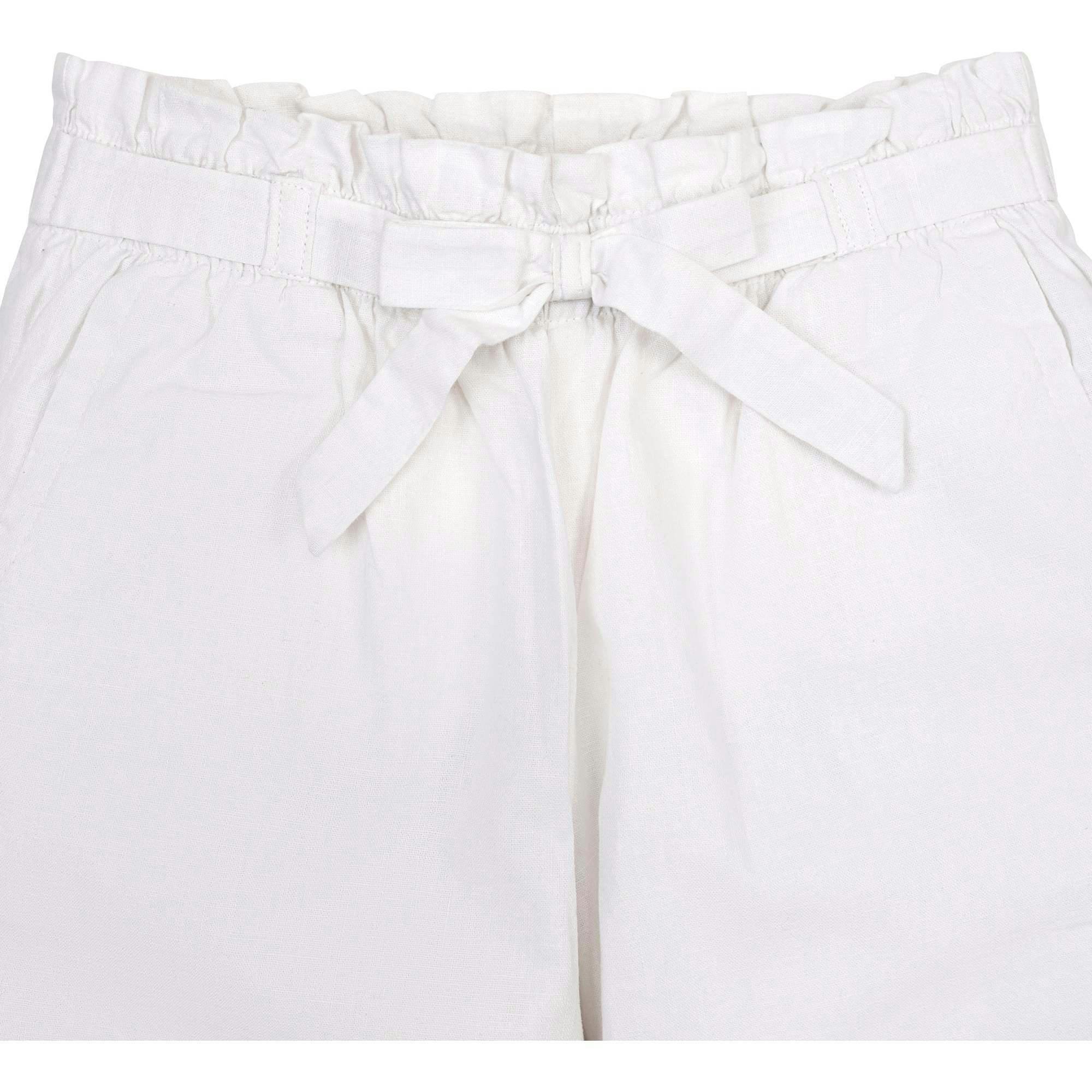 Linen Paper Bag Tie-Waist Pant, White