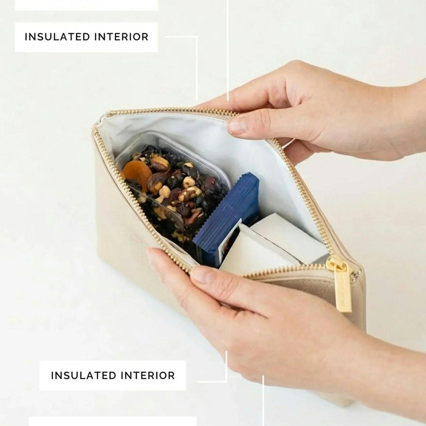 Insulated Small Snack Pouch, Cream Pebble