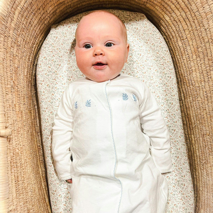 Organic Pima Baby Gown Palm Blue