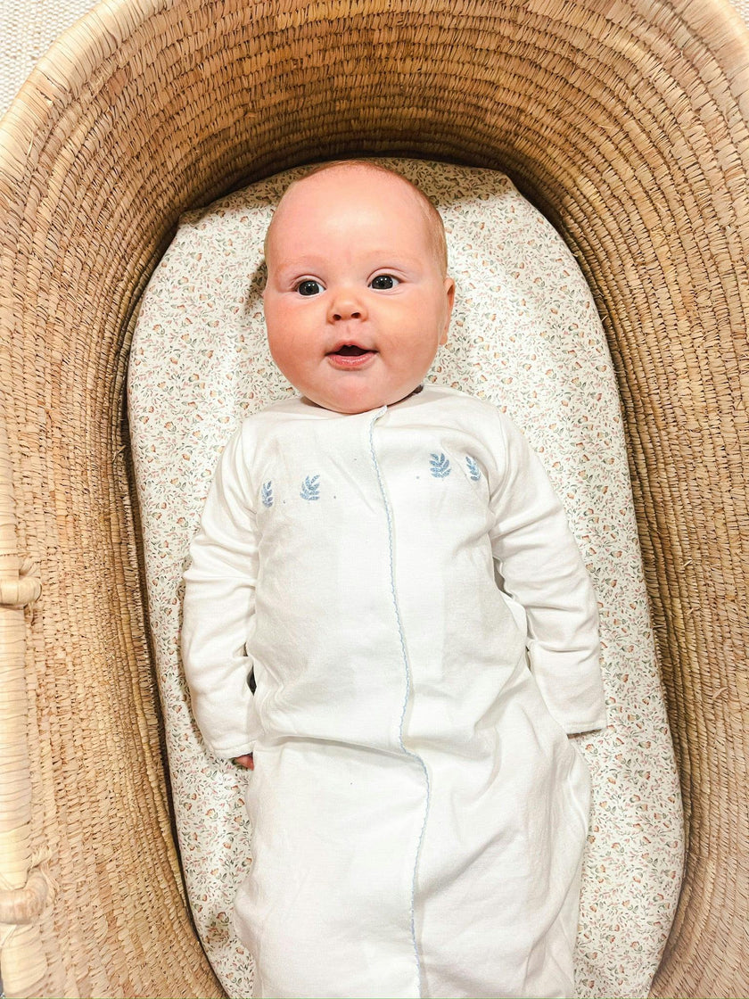 Organic Pima Baby Gown Palm Blue