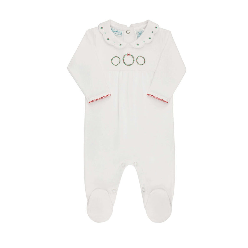 Girls Holiday Wreath Cotton Romper