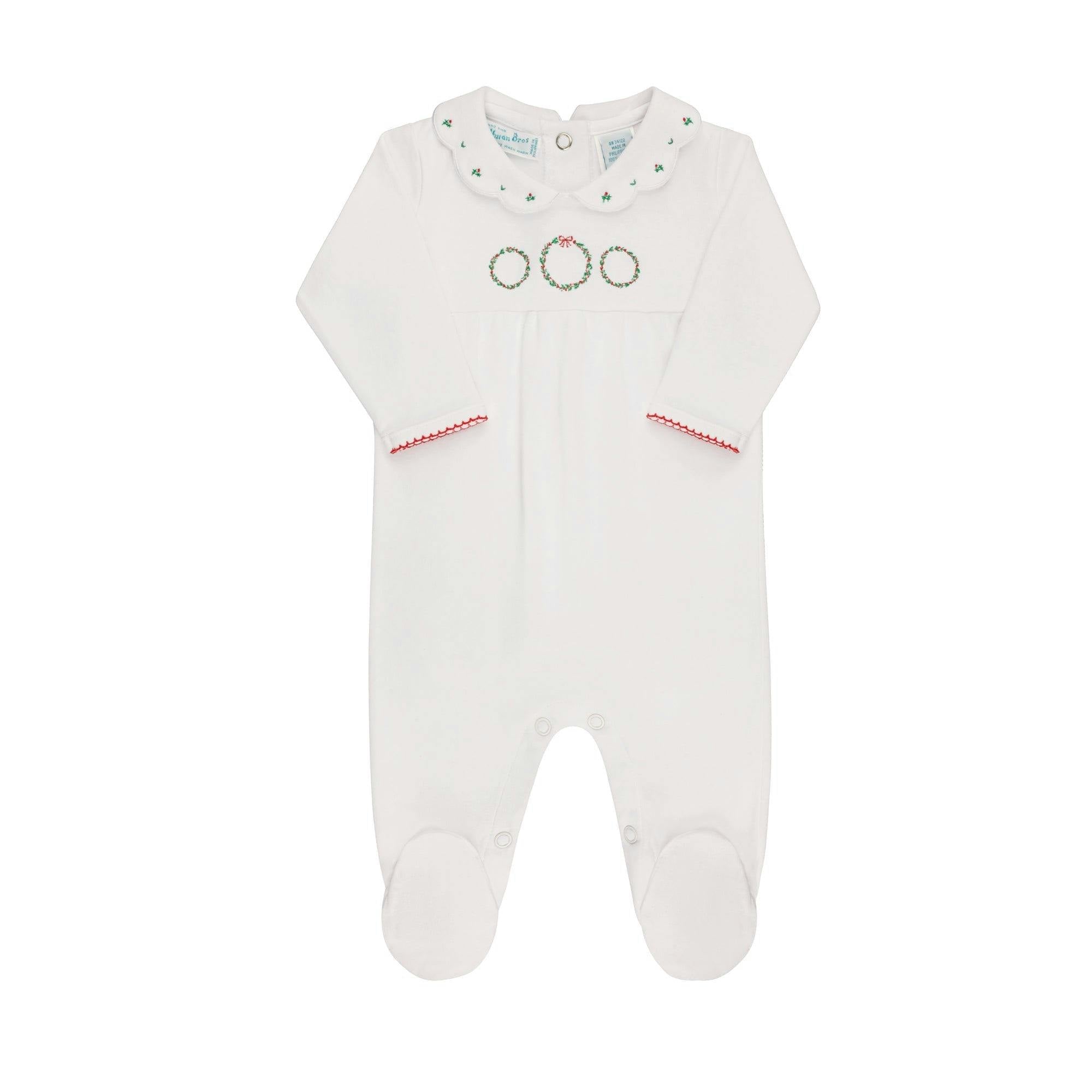 Girls Holiday Wreath Cotton Romper
