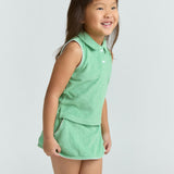 girls gustavia green french terry tennis tank top and skort set