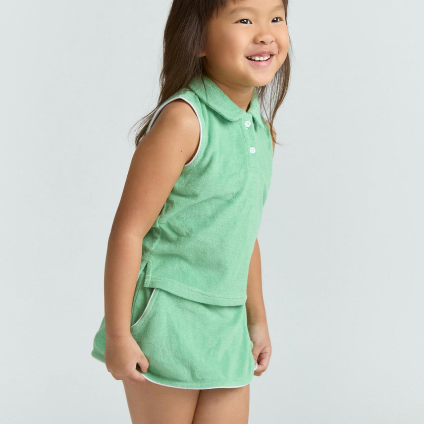 girls gustavia green french terry tennis tank top and skort set