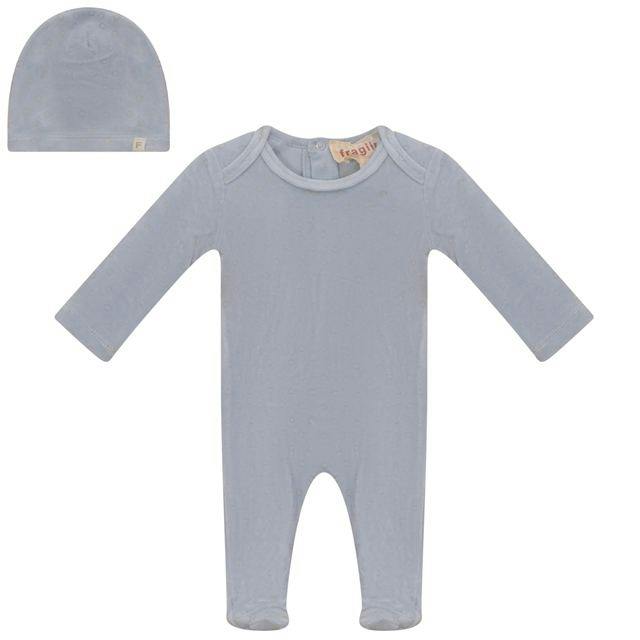 Allover Circle Print Velour Footie