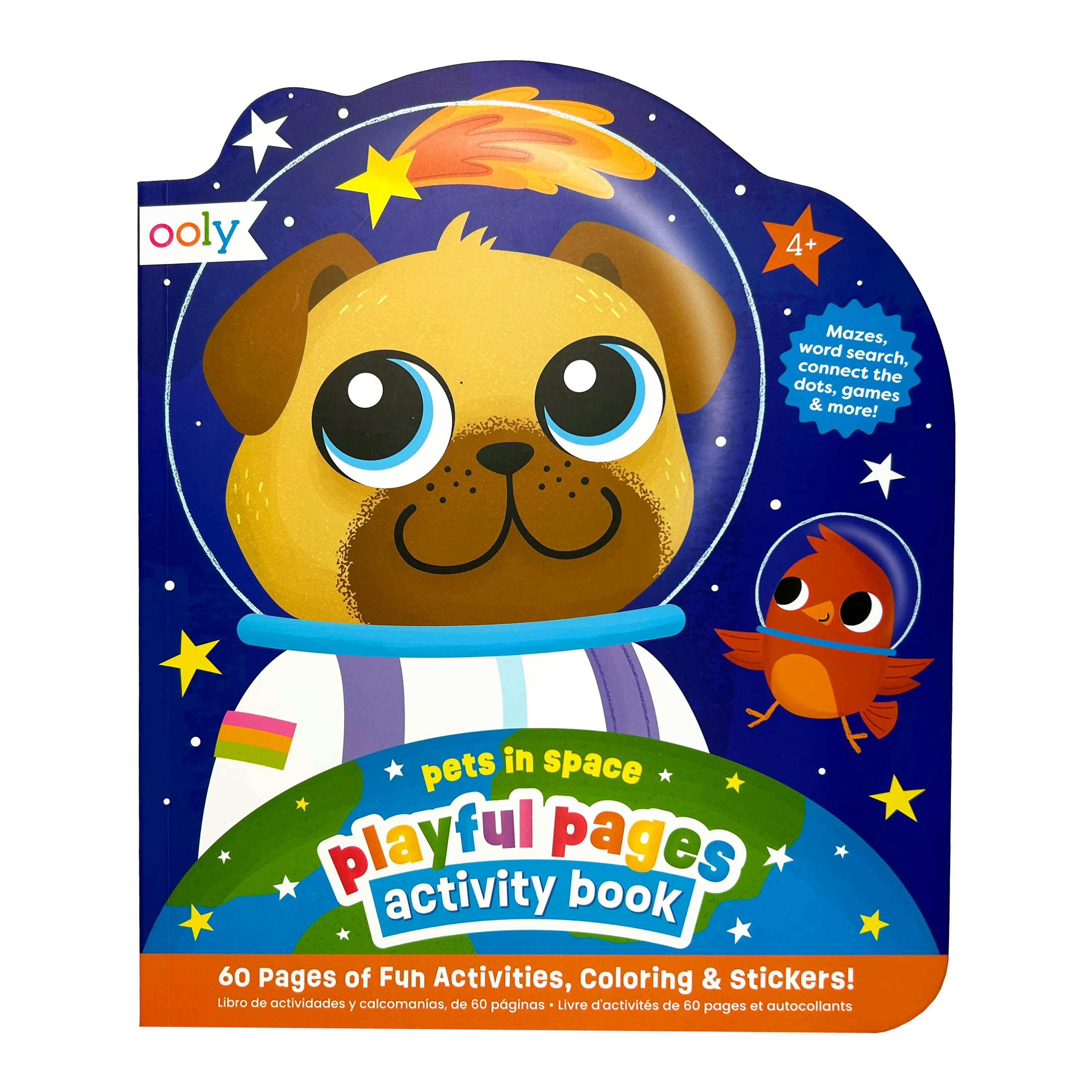 Playful Pages Activity Book - Games Coloring Stickers - Pets in Space