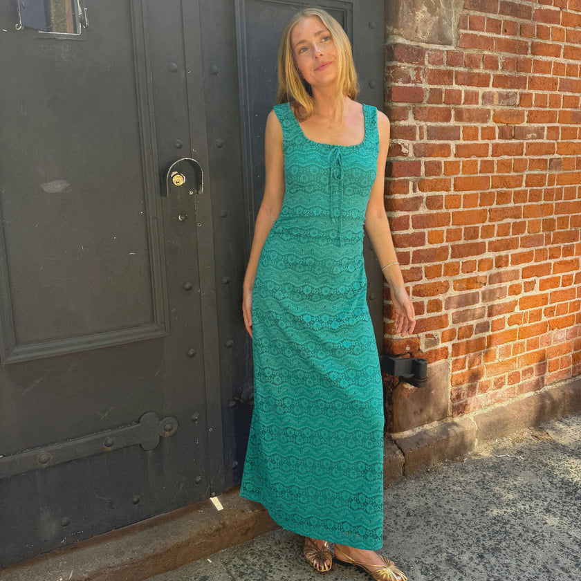 The Coraline Dress - Teal Stretch Lace