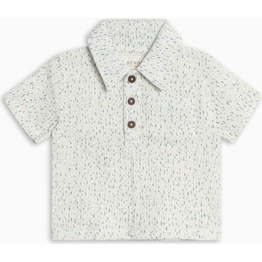 Ezra Muslin Henley - Pinehurst / Powder + Shell