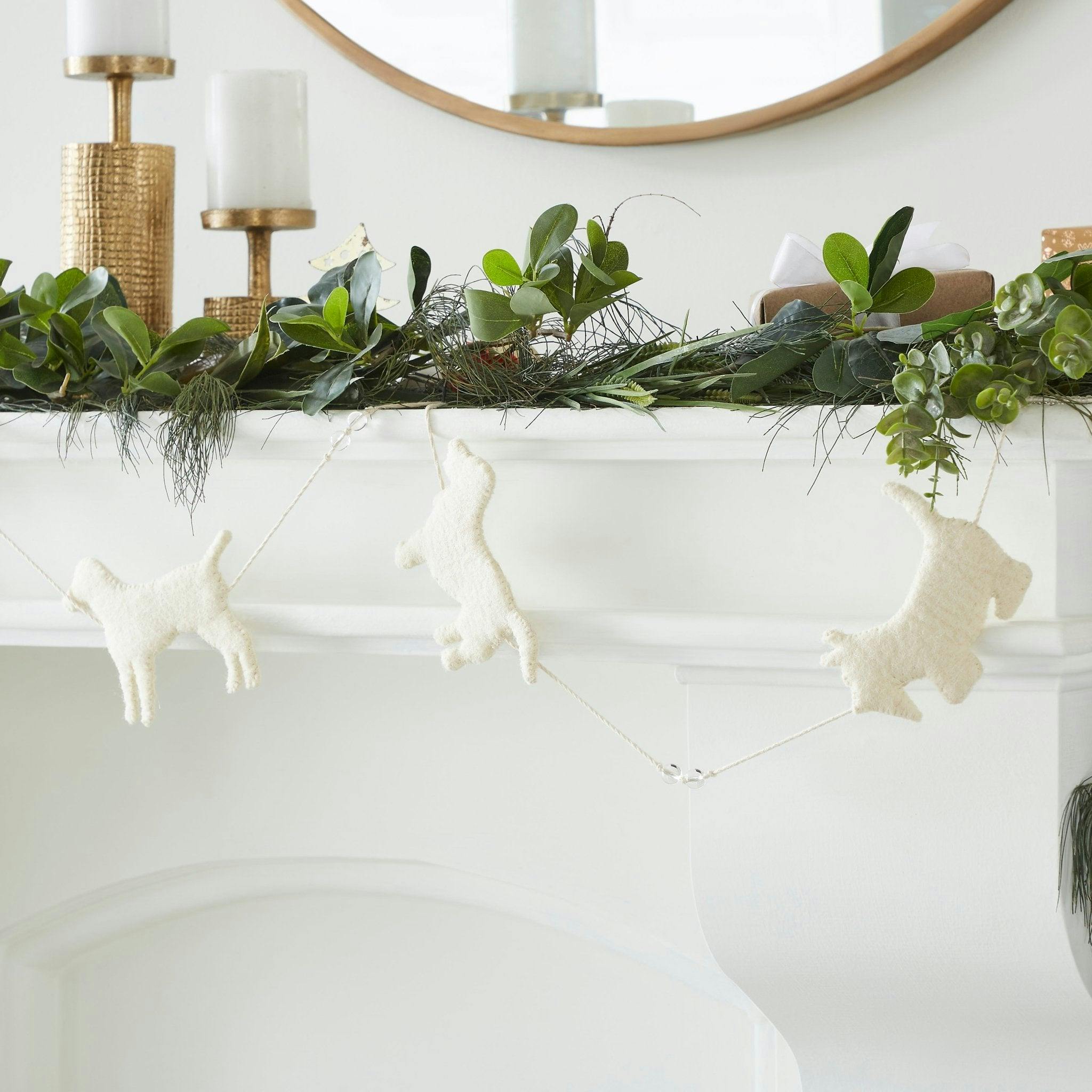 Handmade Dog Breed Christmas Garland and Bunting Cream- 6'
