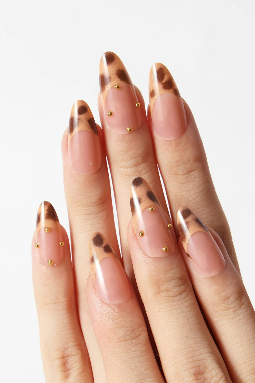 French Leopard  - French Tip Press On Nails