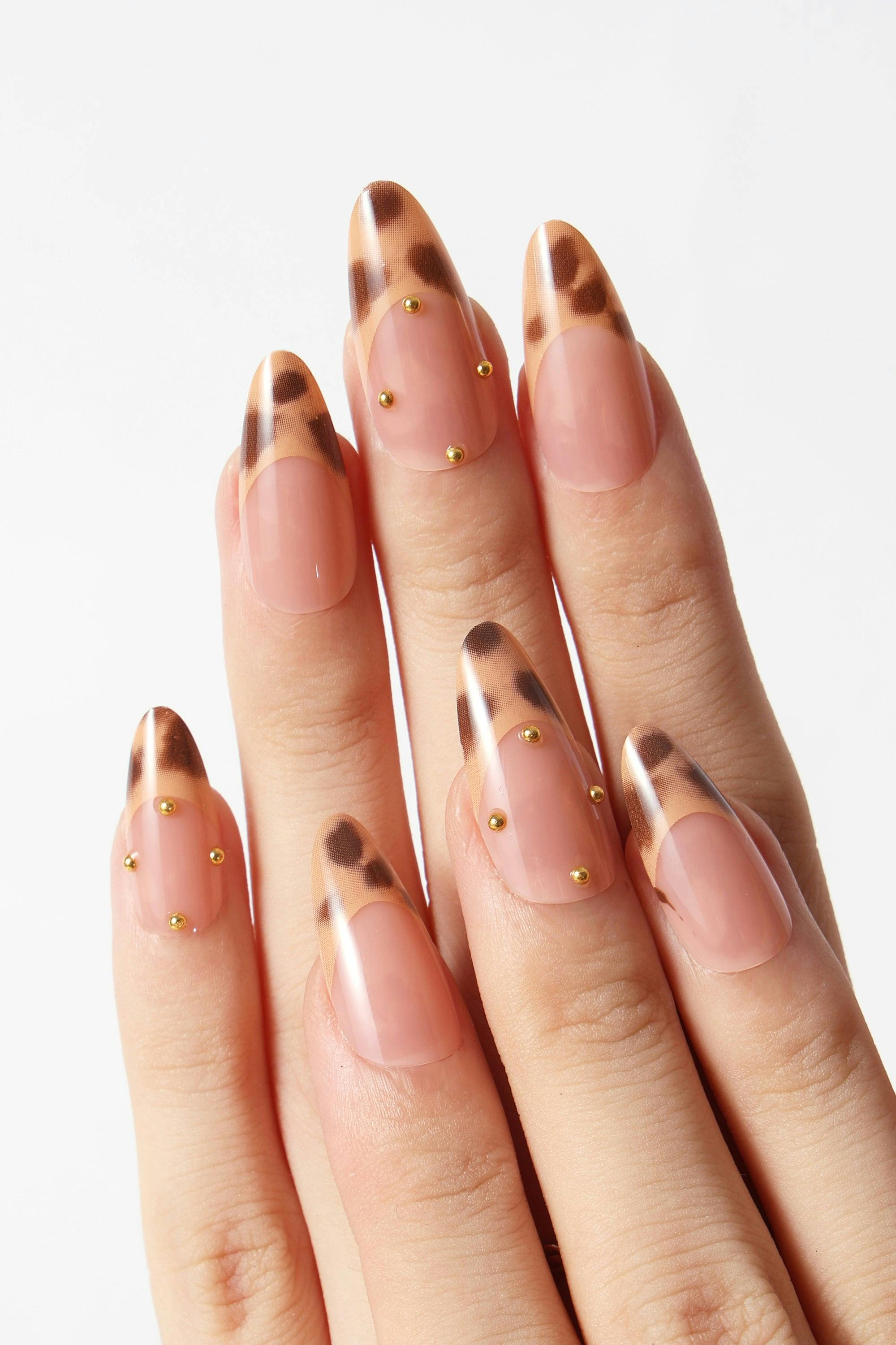 French Leopard  - French Tip Press On Nails