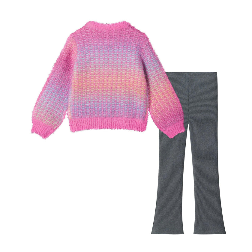 Girls Two-Piece Sweater Set | Purple Ombre