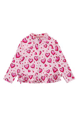 Raya UPF 50+ Ruffled Zip Up Sun Protection Jacket, Heart