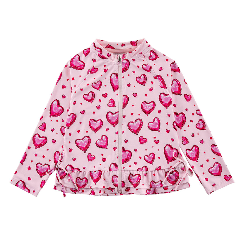 Raya UPF 50+ Ruffled Zip Up Sun Protection Jacket, Heart