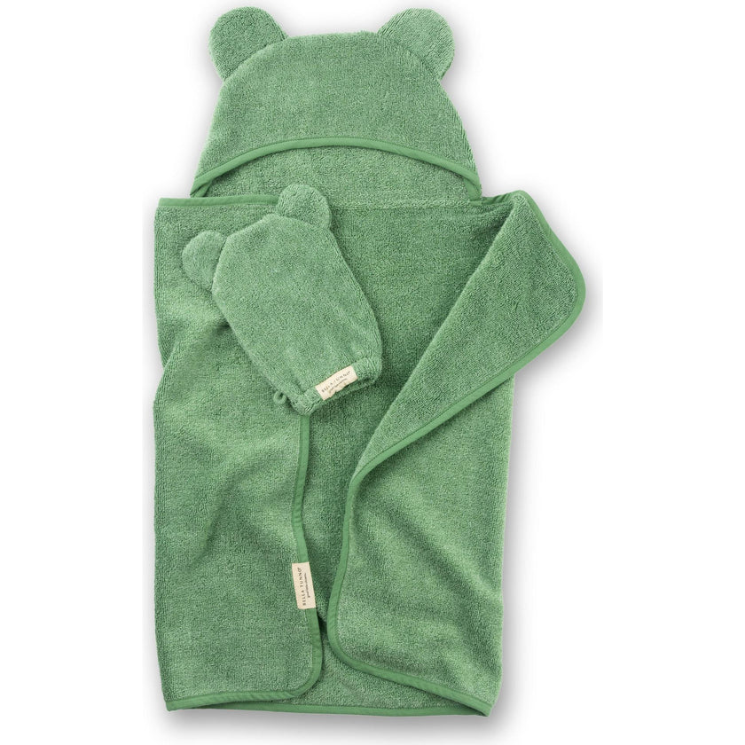Hooded Towel + Wash Mitt Set Sea Foam