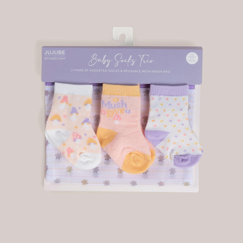 Baby Socks Trios With Zipper Wash Bag