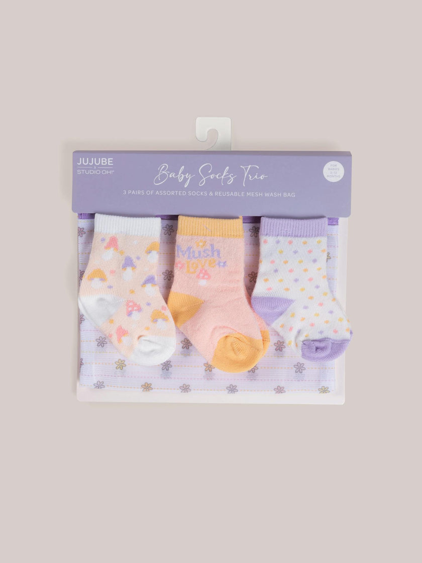 Baby Socks Trios With Zipper Wash Bag