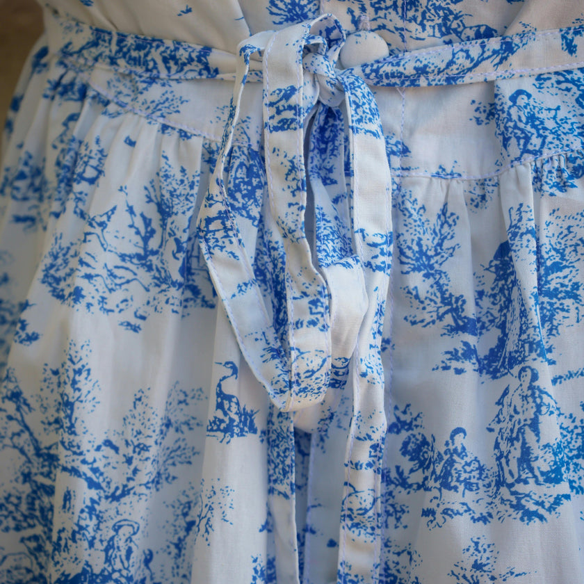 Aoki Blue Toile Dress | Short Sleeve