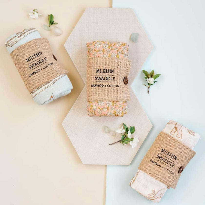 Sky Floral Bamboo Muslin Swaddle Blanket