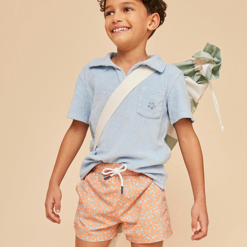 Orange Flowers Boys' Swim Shorts