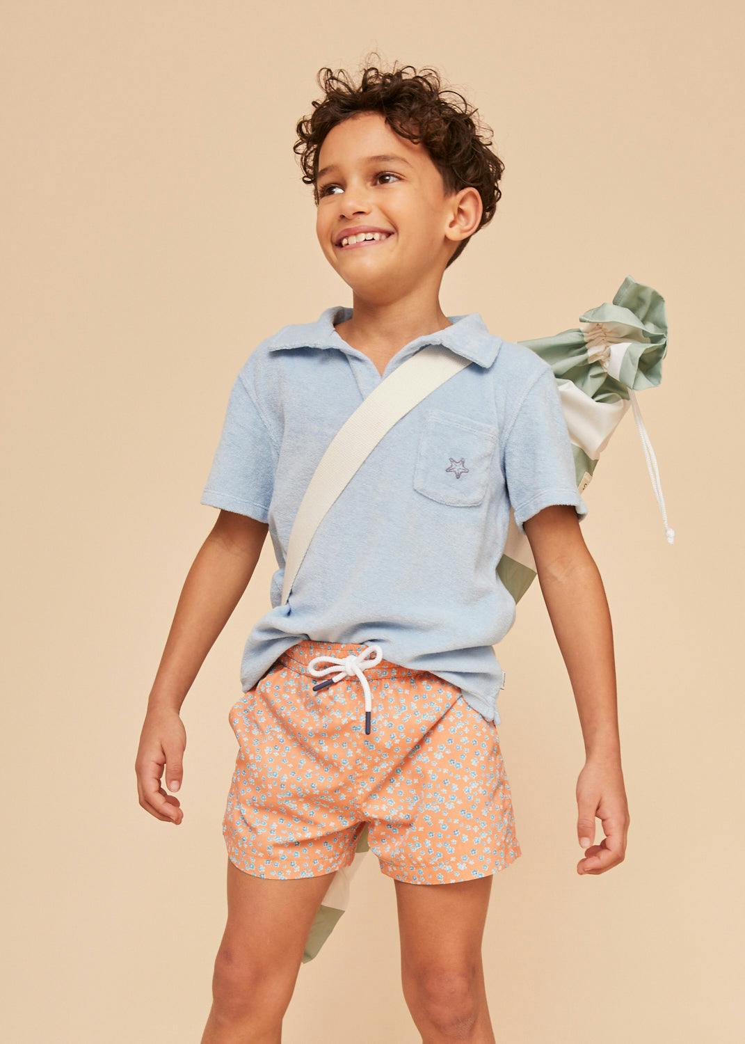 Orange Flowers Boys' Swim Shorts
