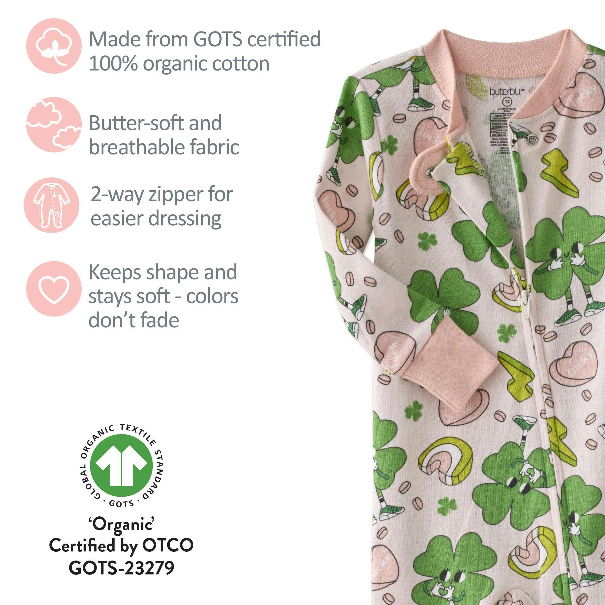 CRUZ Snug Fit Footed Baby Girls Pajamas