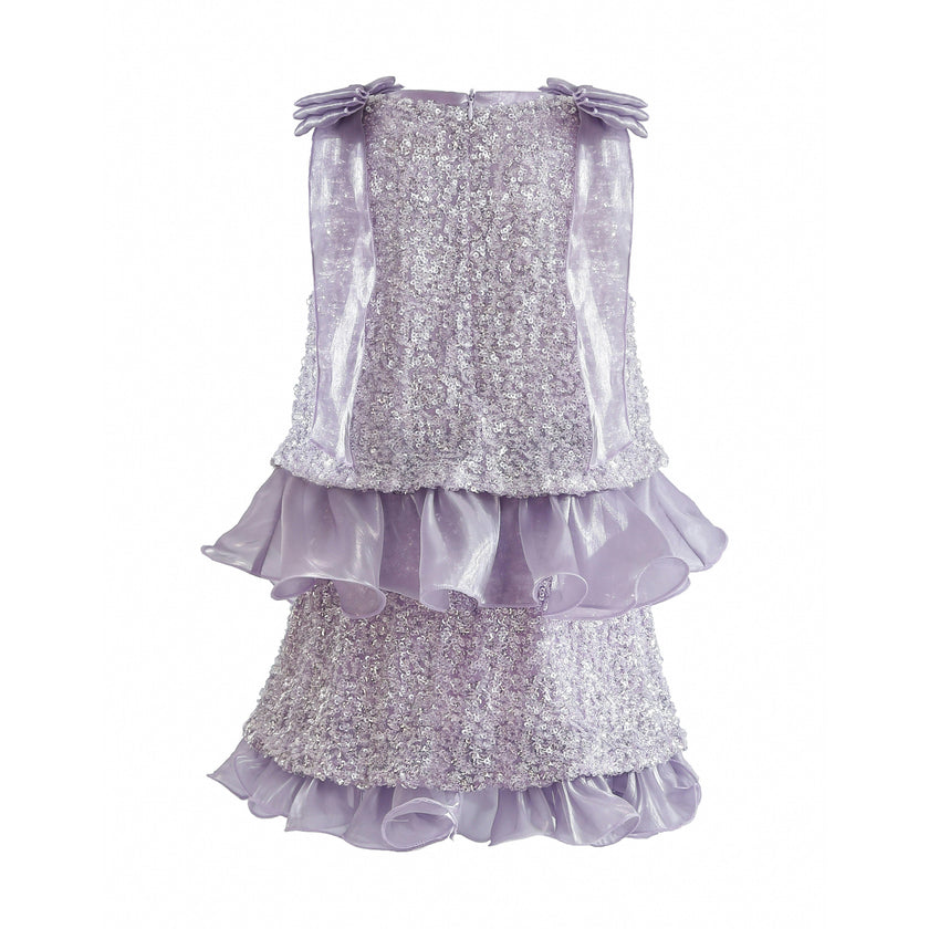 Purple Althea Glitter Ruffle Skirt Set