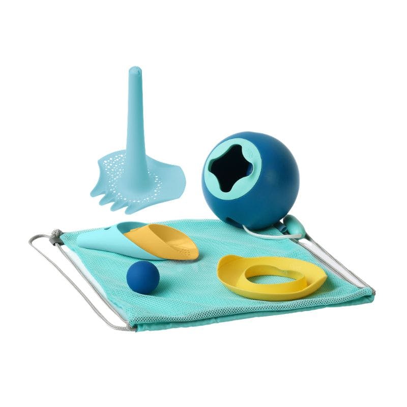 Quut Beach Bundle – Beach Bag Set & Triplet Multifunctional Sand Play Set for Kids