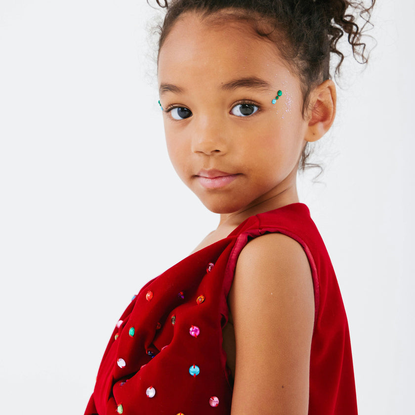 Rainbow Crystal Gem Bow Dress