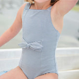 Girls Harbor Stripe Tie-Front One Piece