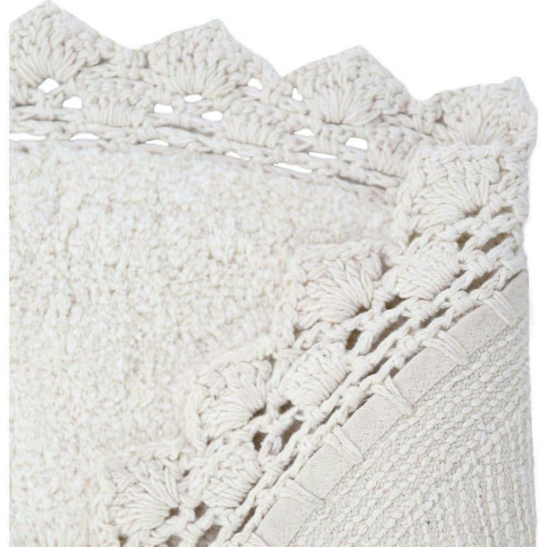 Perla Hand-Tufted Crochet Lace Trim Round Rug
