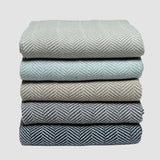 Cotton Sustainable Knit Throw Blanket - Herringbone